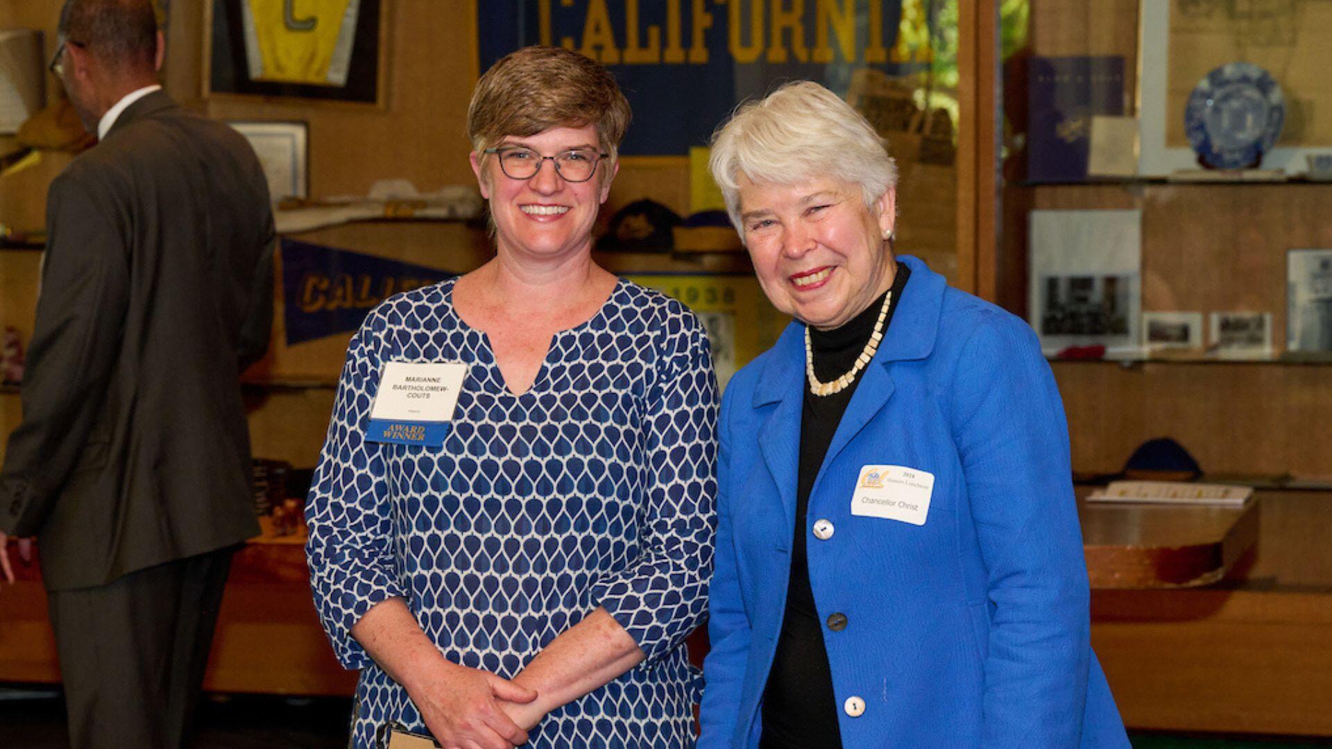 Director of Administration Marianne Bartholomew-Couts with Chancellor Carol Christ